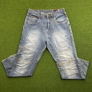 Vintage Phat Farm Stone Wash Denim Straight Baggy Jeans Sz 36x33
